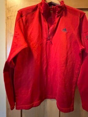 Adidas Red Gray Stripe Zippered Fleece Men's XL